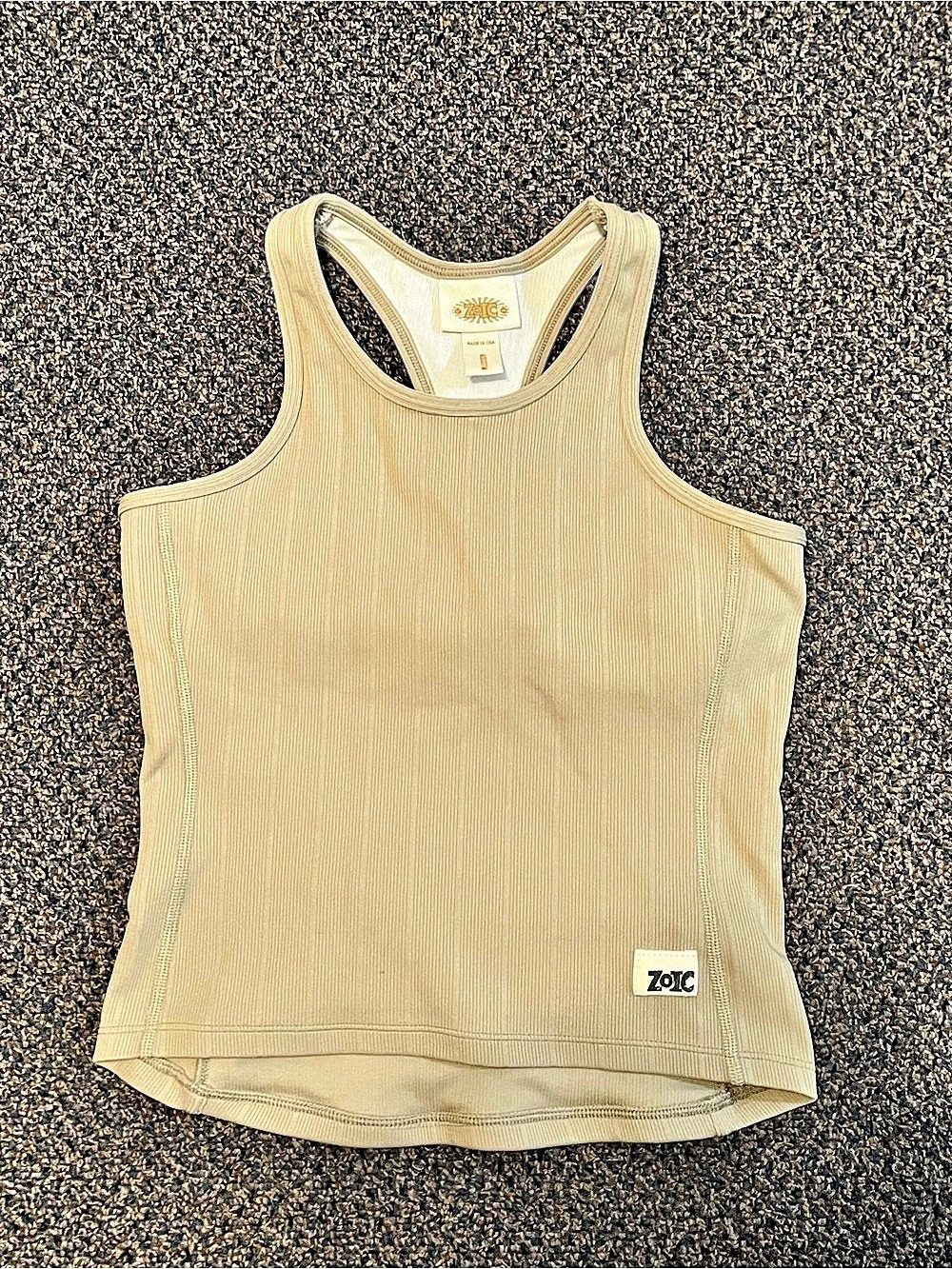 Zoic Tailwind Tank Athletic Ribbed Top Cream Medium